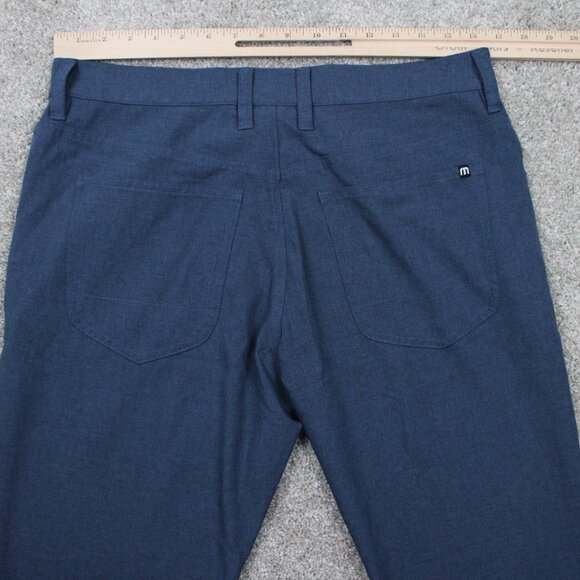 Travis Mathew Golf Pants Mens 33 Blue Polyester Stretch Flat Front w/ 34" inseam - Picture 7 of 12